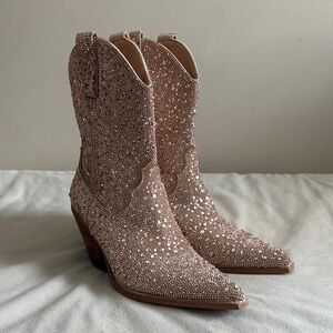 Sparkling Rhinestone Heeled Boots